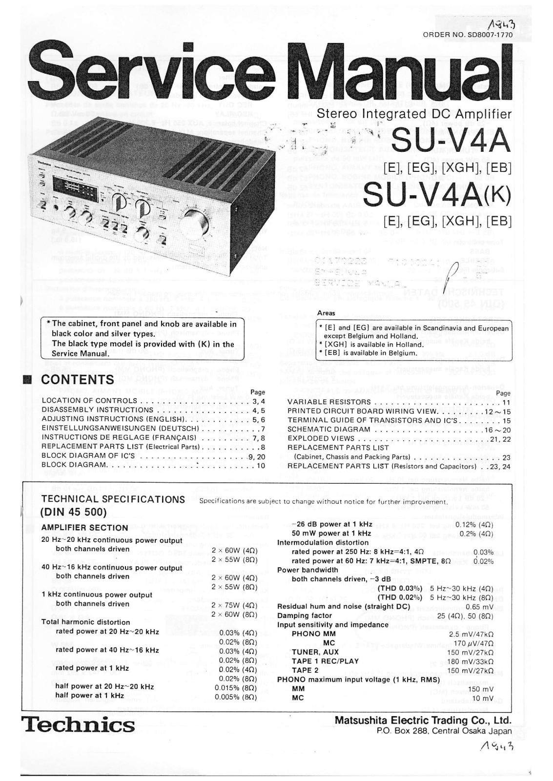 Technics SU-V4A Service Manual