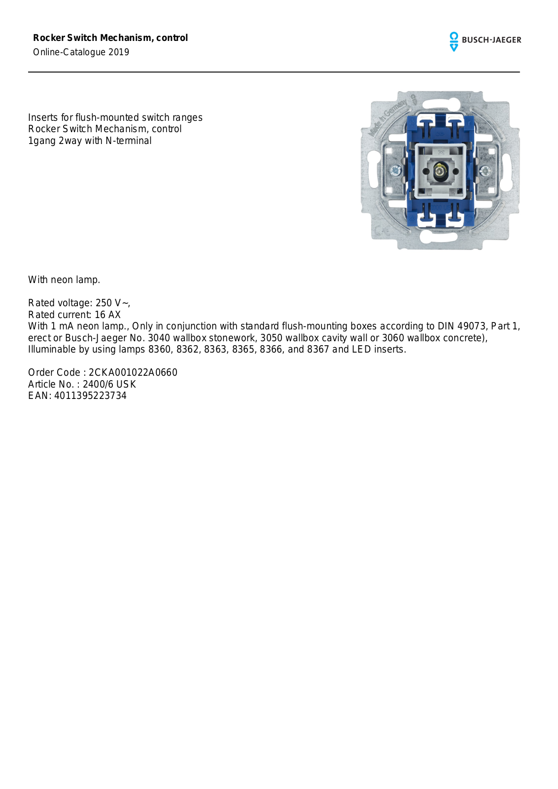 Busch-Jaeger 2400-6 USK User Manual - ManualMachine.com