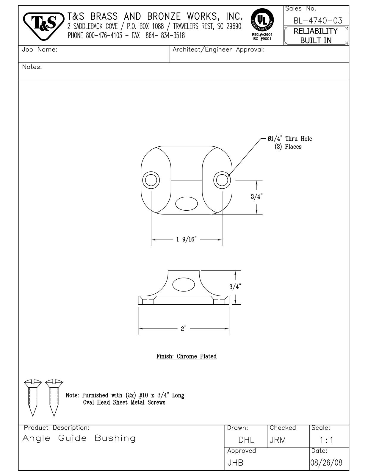 T&S Brass BL-4740-03 User Manual