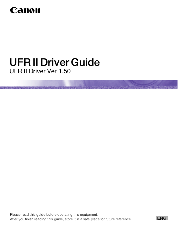 Canon UFR II Driver User Manual