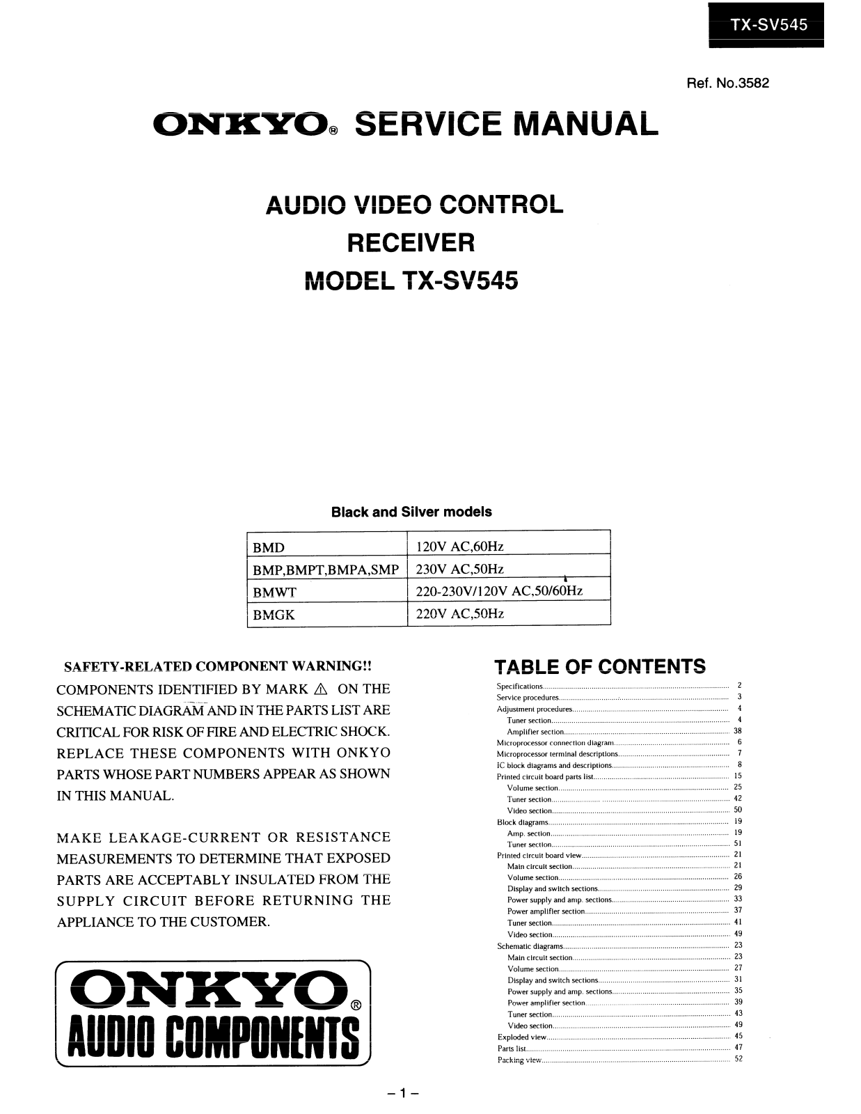 Onkyo TXSV-545 Service Manual
