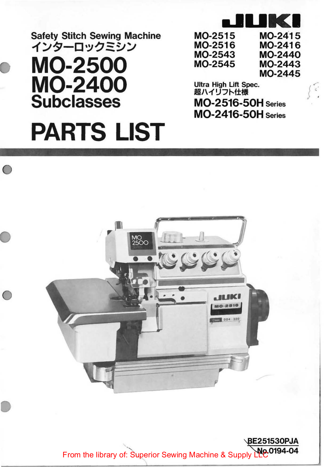 Juki M0-2515, M0-2516, M0-2543, M0-2545, M0-2415 User Manual - ManualMachine.com