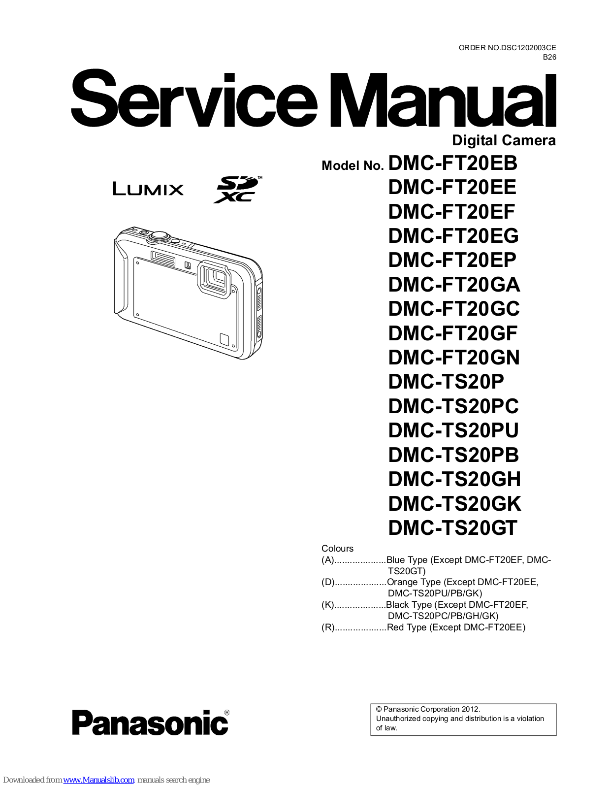 Panasonic DMC-FT20EB, DMC-FT20EE, DMC-FT20EF, DMC-FT20EG, DMC-FT20EP Service Manual