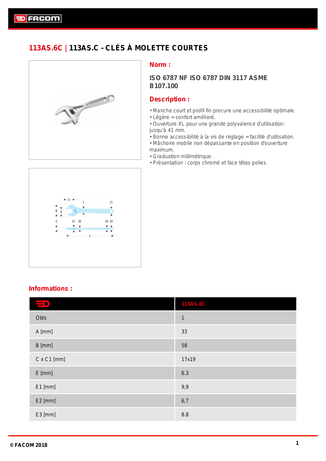 Facom 113AS.6CPB Specification - ManualMachine.com