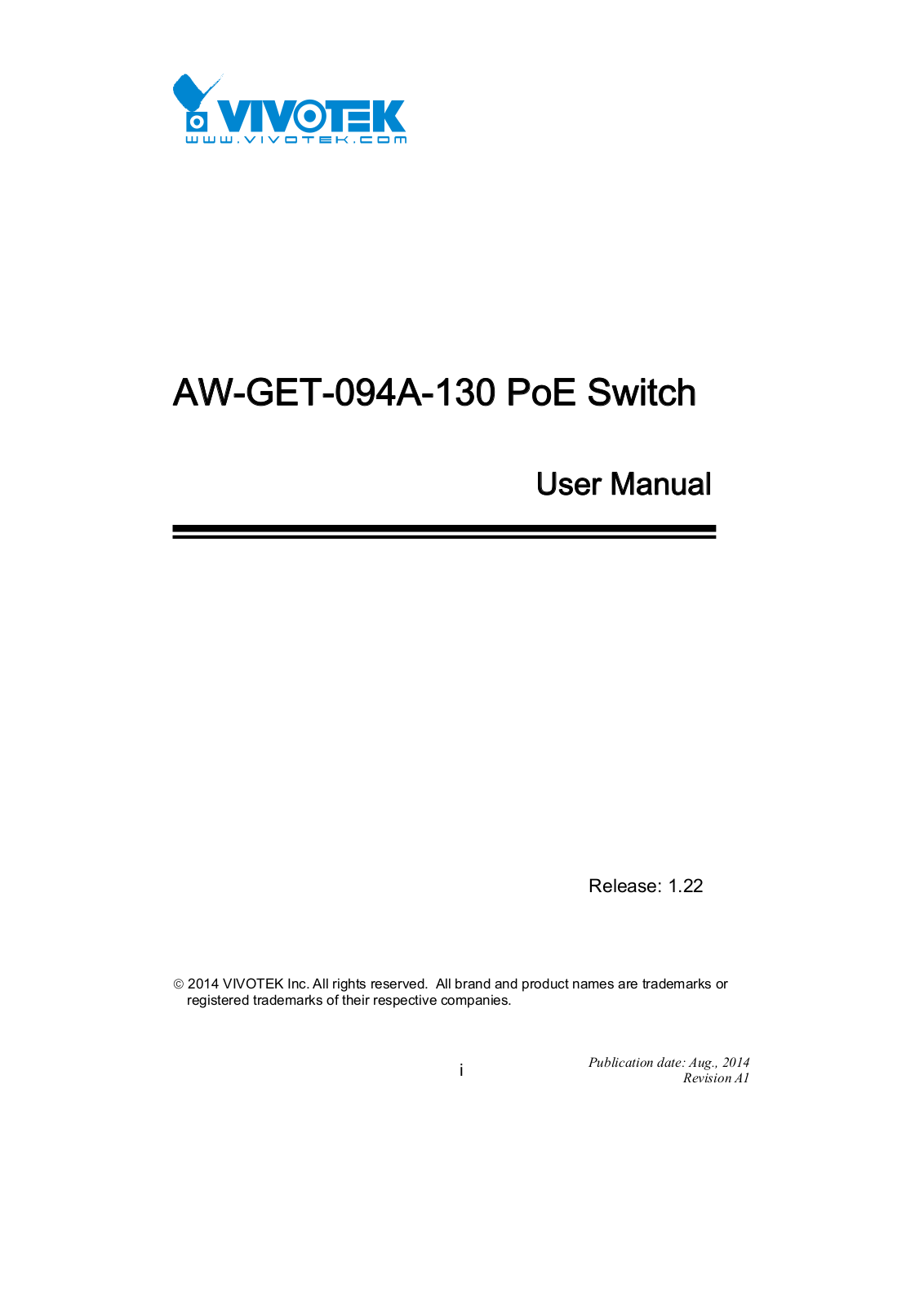 Vivotek AW-GET-094A-130 User Manual