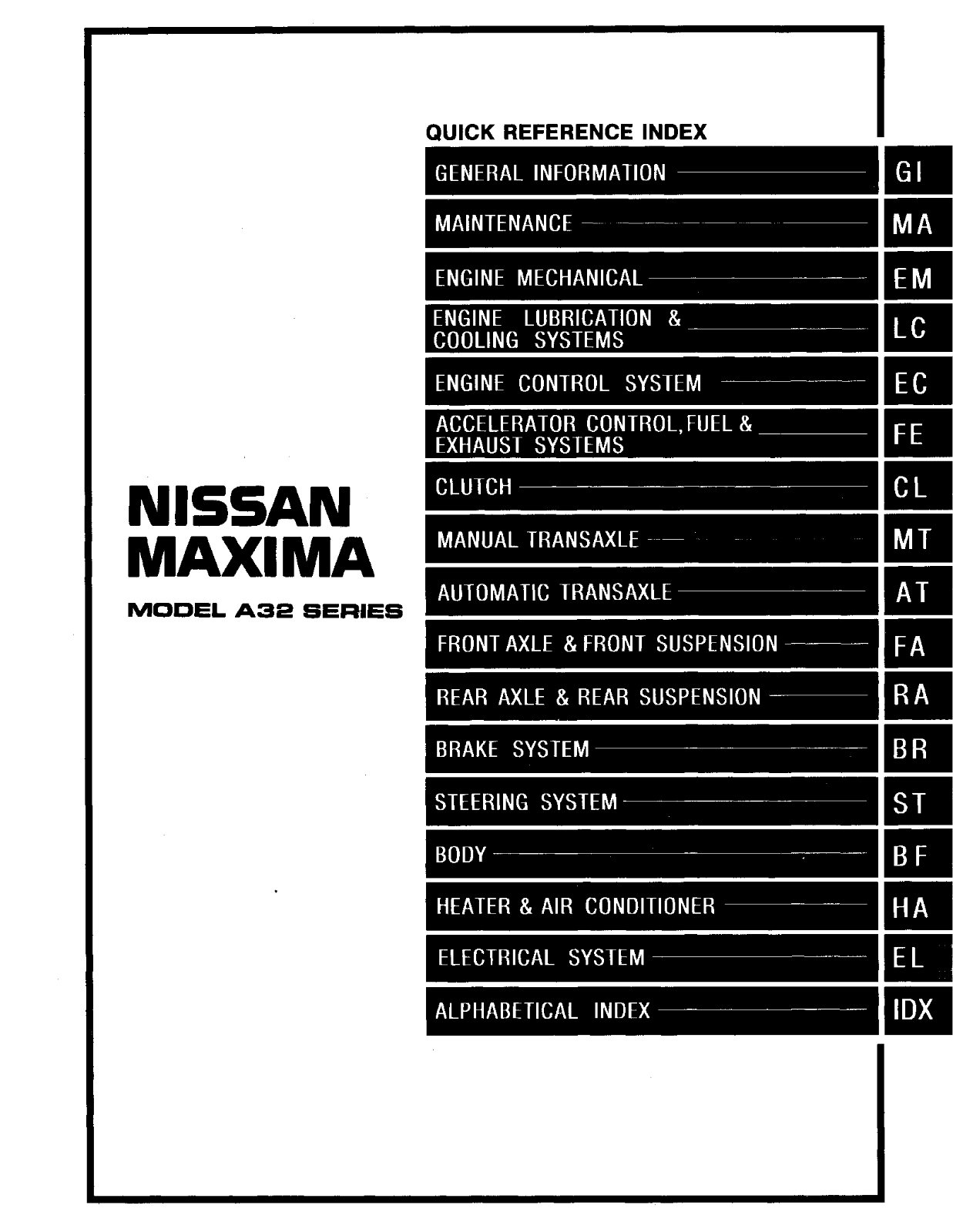 Nissan Maxima 1995 User Manual