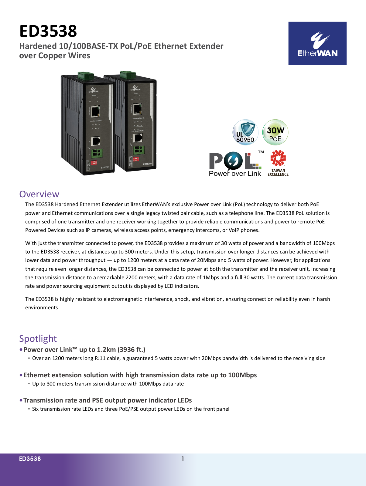 EtherWan ED3538 Data Sheet