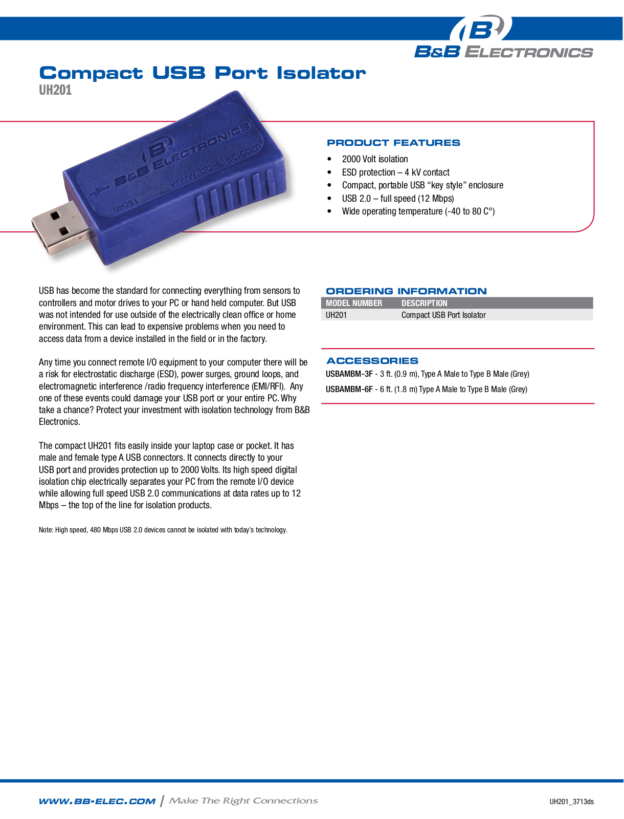 B&B Electronics UH201 Datasheet