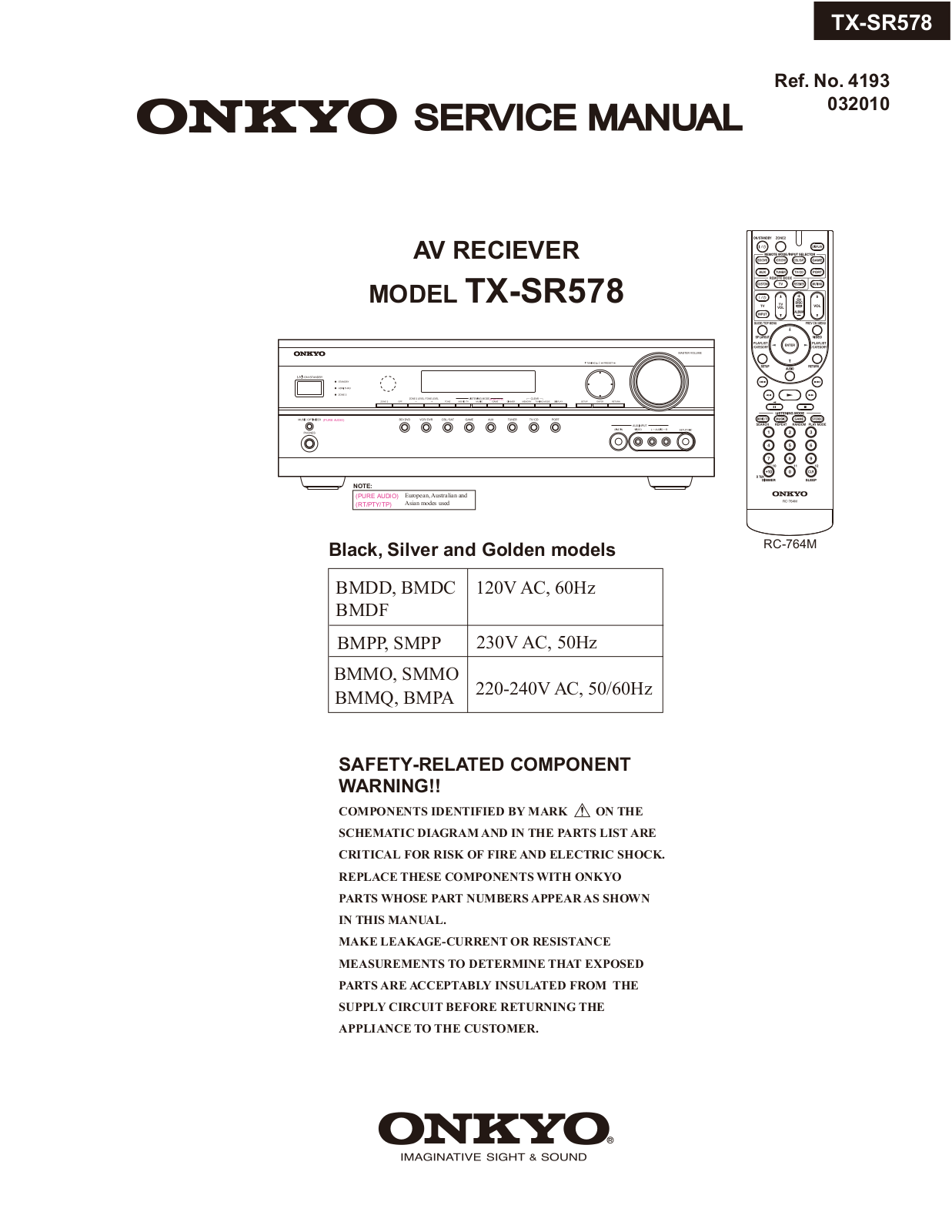 Onkyo TXSR-578 Service Manual