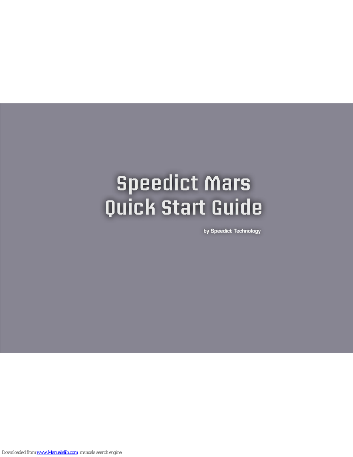 Speedict mars Quick Start Manual - ManualMachine.com