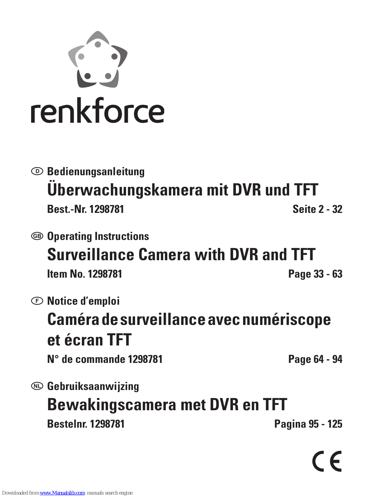 Renkforce 1298781 Operating Instructions Manual