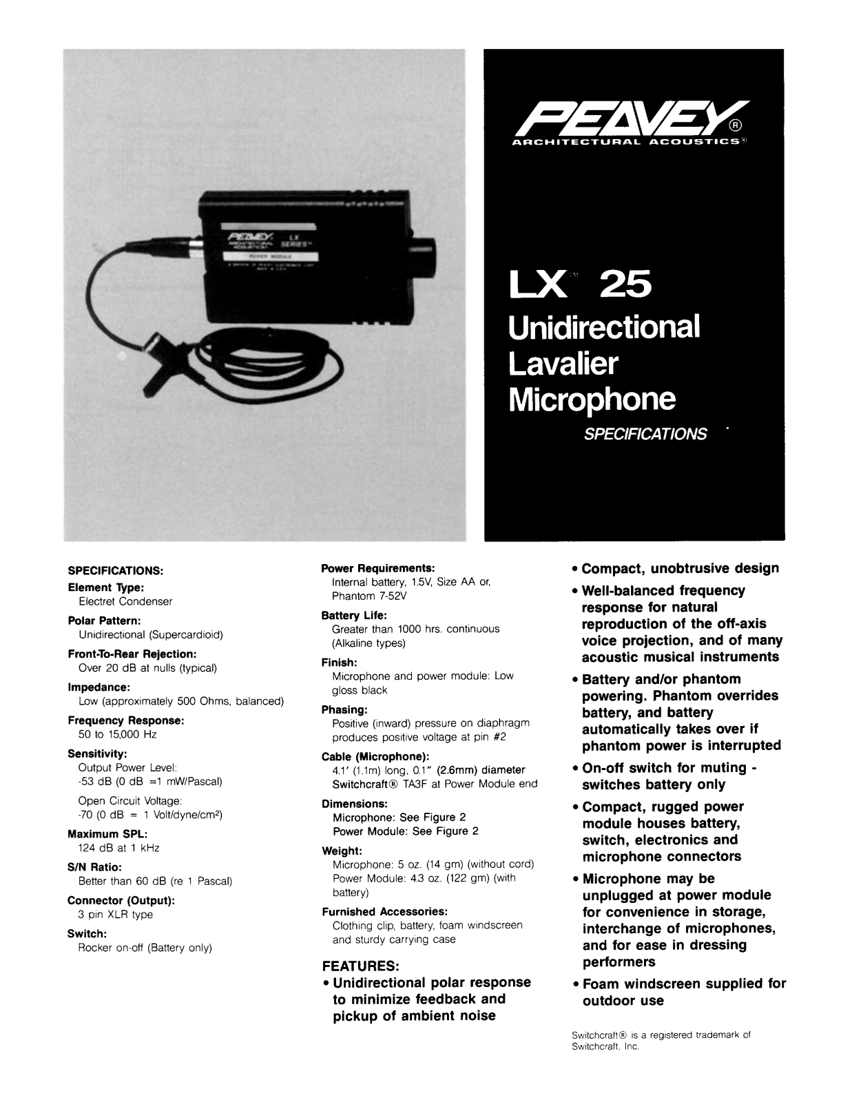 Peavey LX 25 User Manual