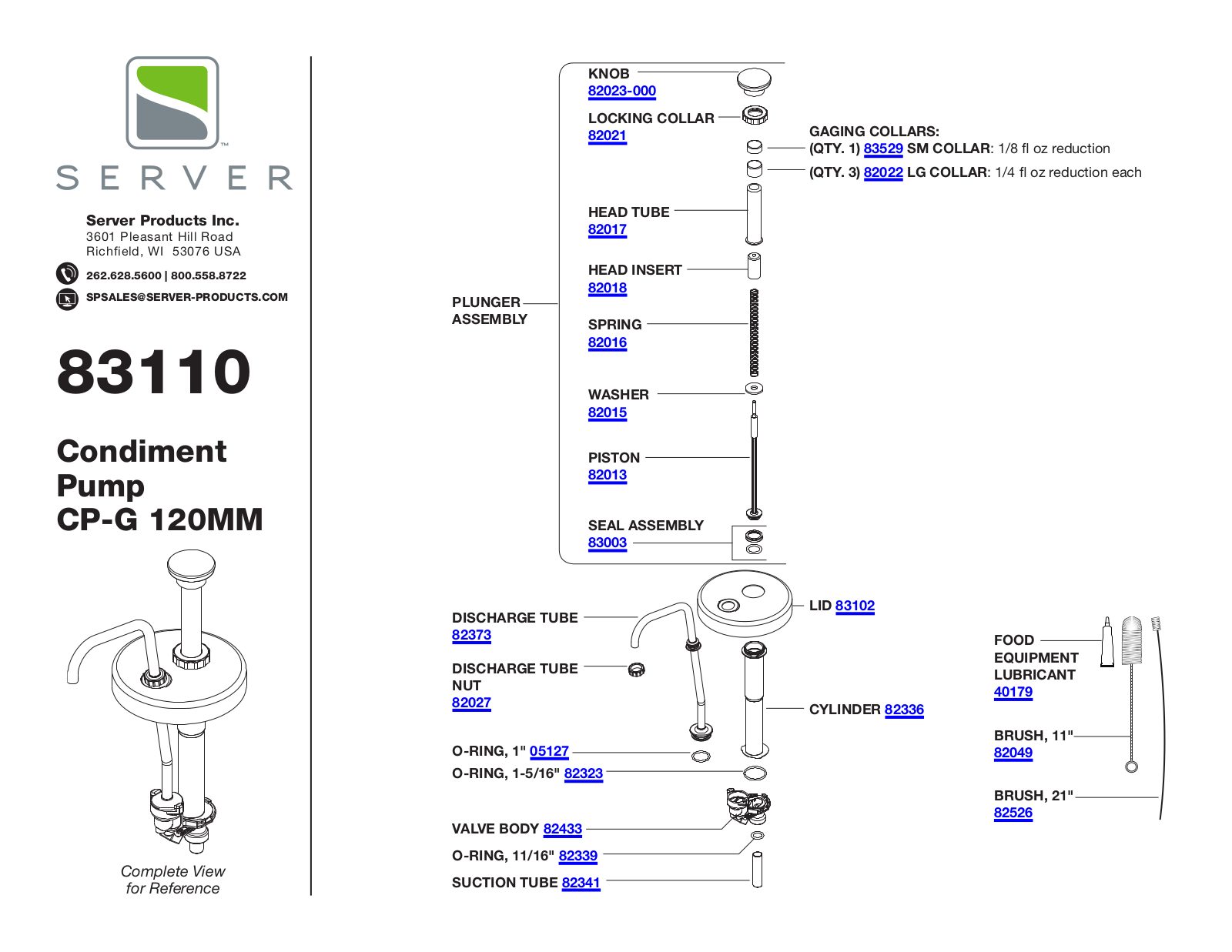 Server 83110 PARTS LIST