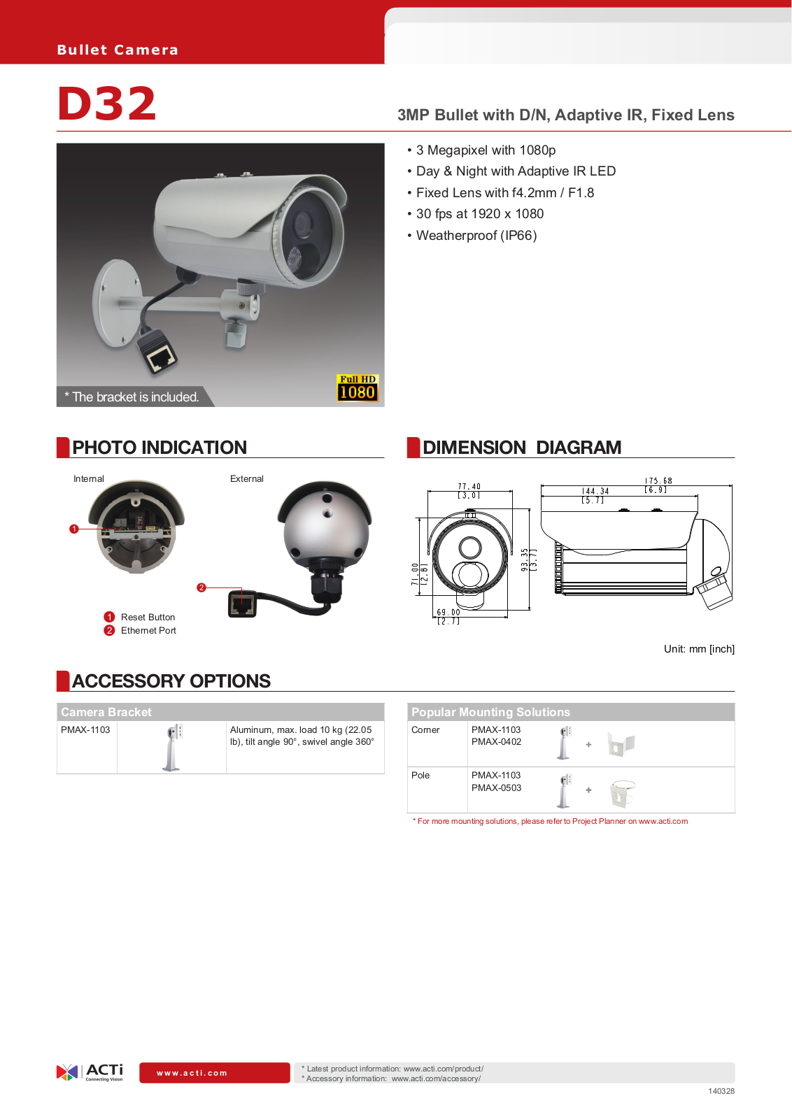 ACTi D32 Specsheet