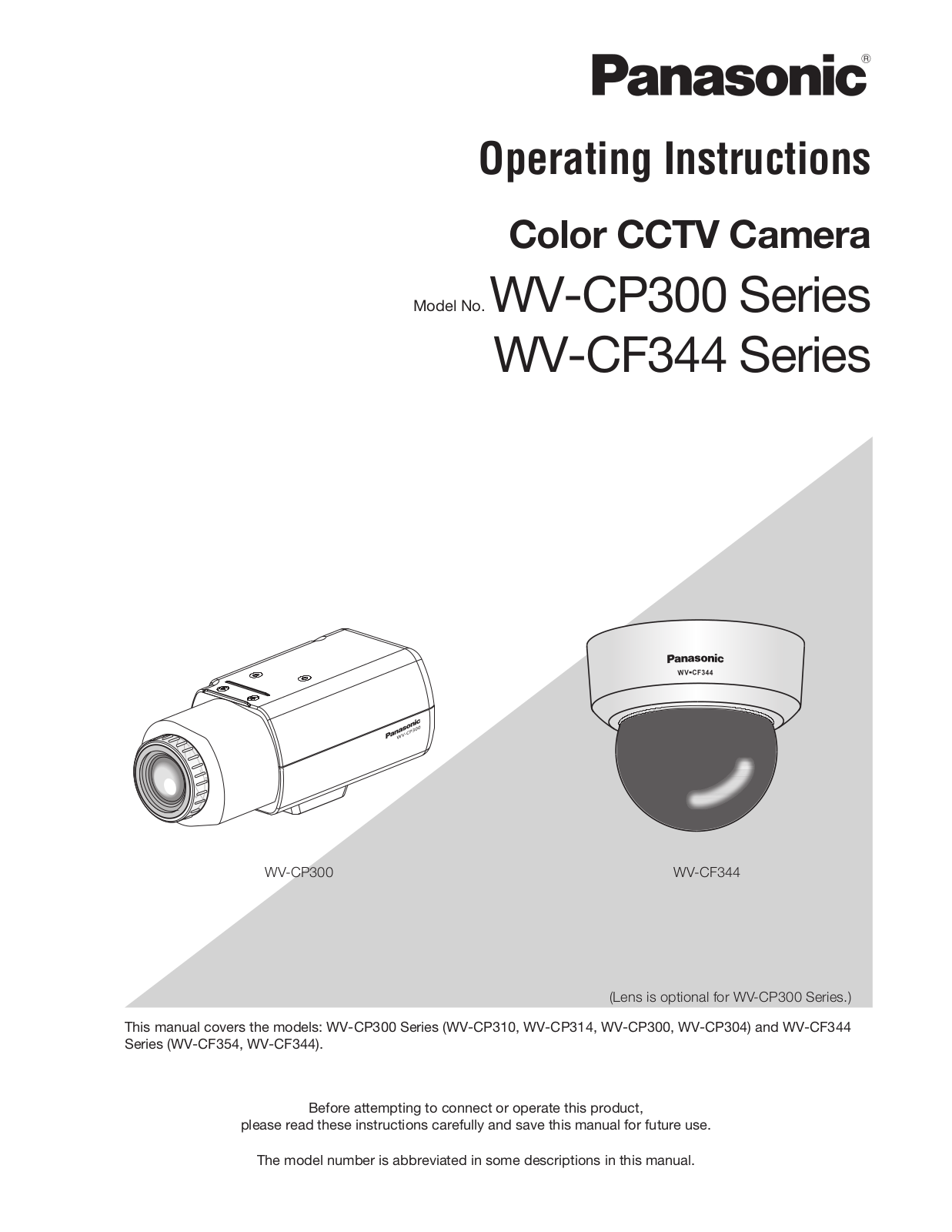 Panasonic WV-CF344 Operating Instructions