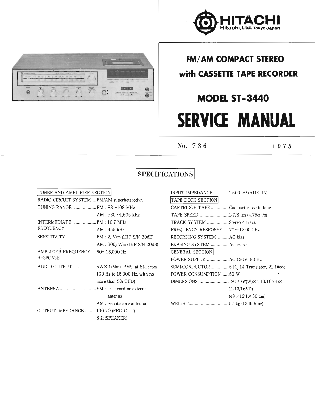 Hitachi ST-3440 Service Manual