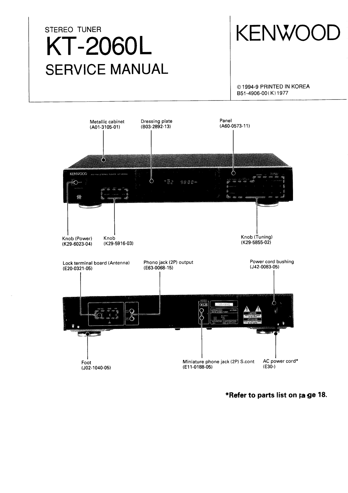 Kenwood KT-2060-L Service manual