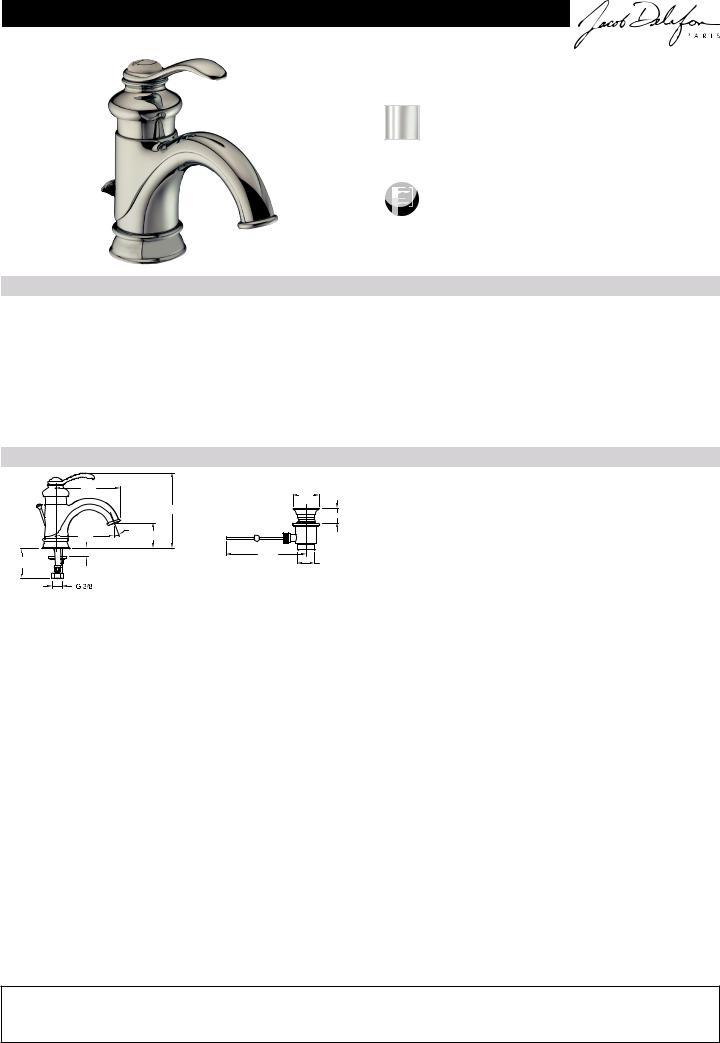 Jacob Delafon FAIRFAX E72090-CP Datasheet