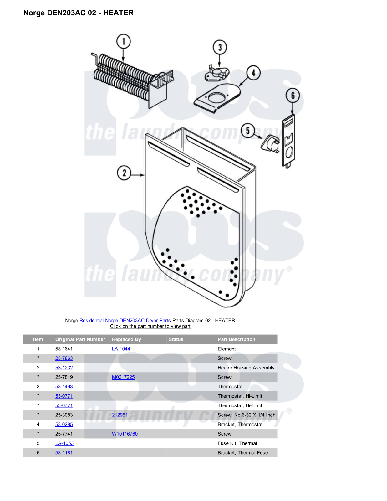 Norge DEN203AC Parts Diagram