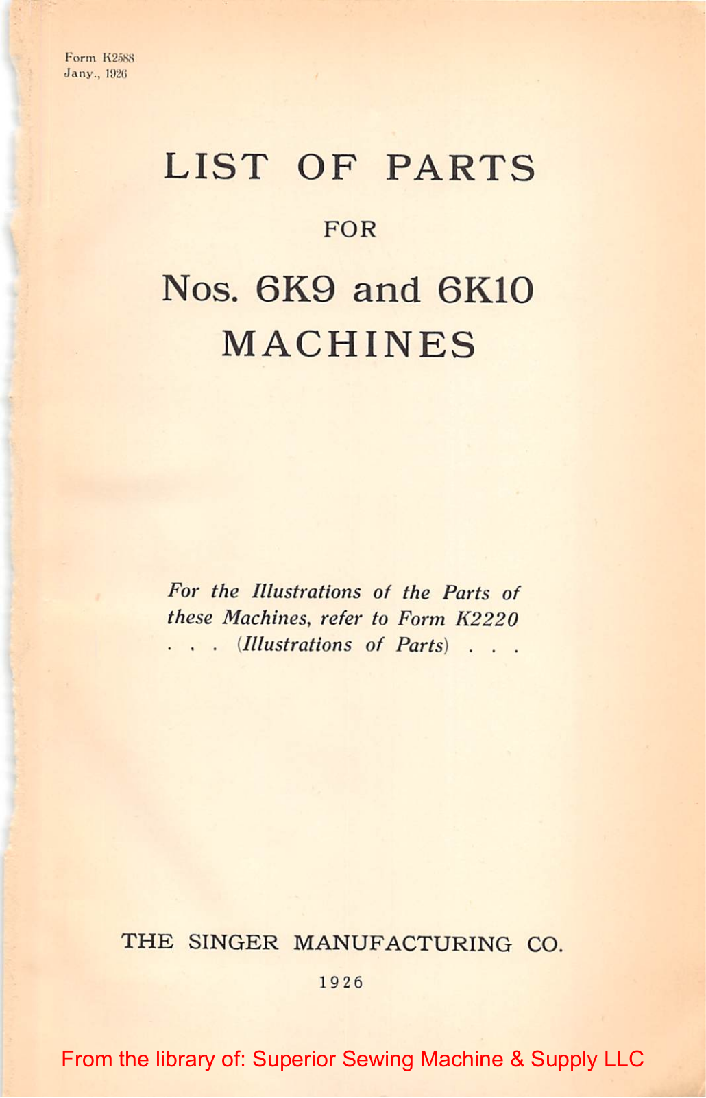 Singer 6K9, 6K10 User Manual - ManualMachine.com