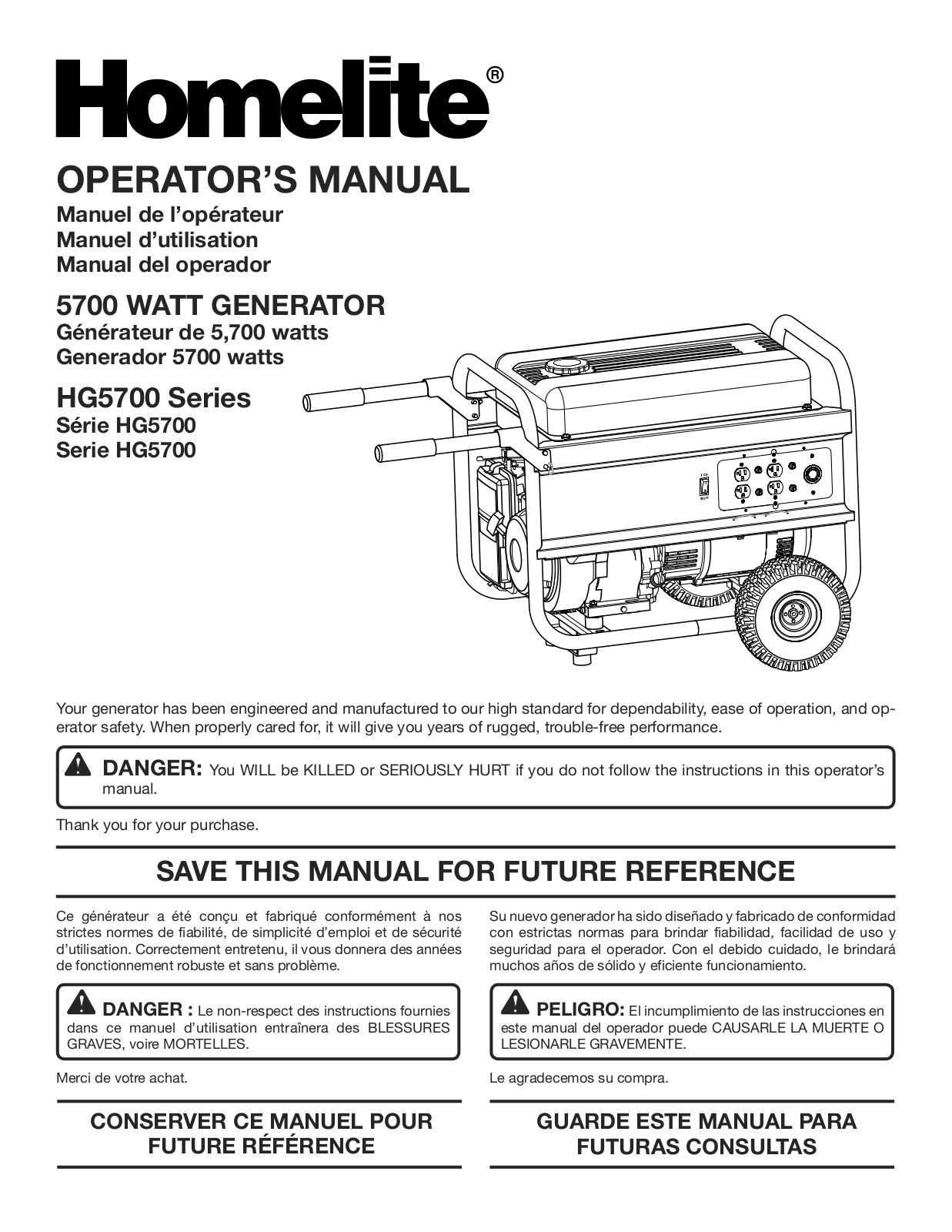 Homelite HG5700 User Manual