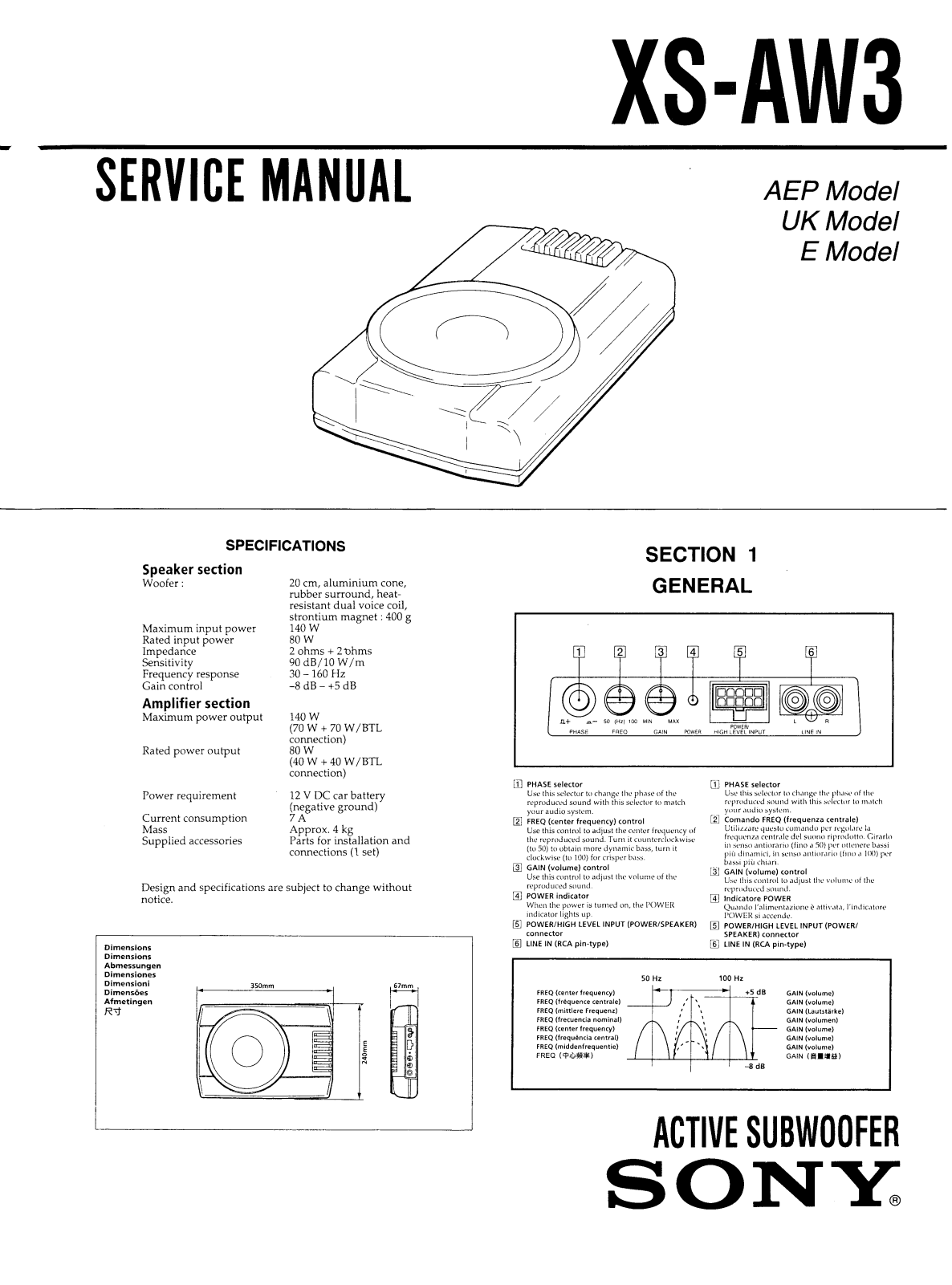 Sony XSAW-3 Service manual