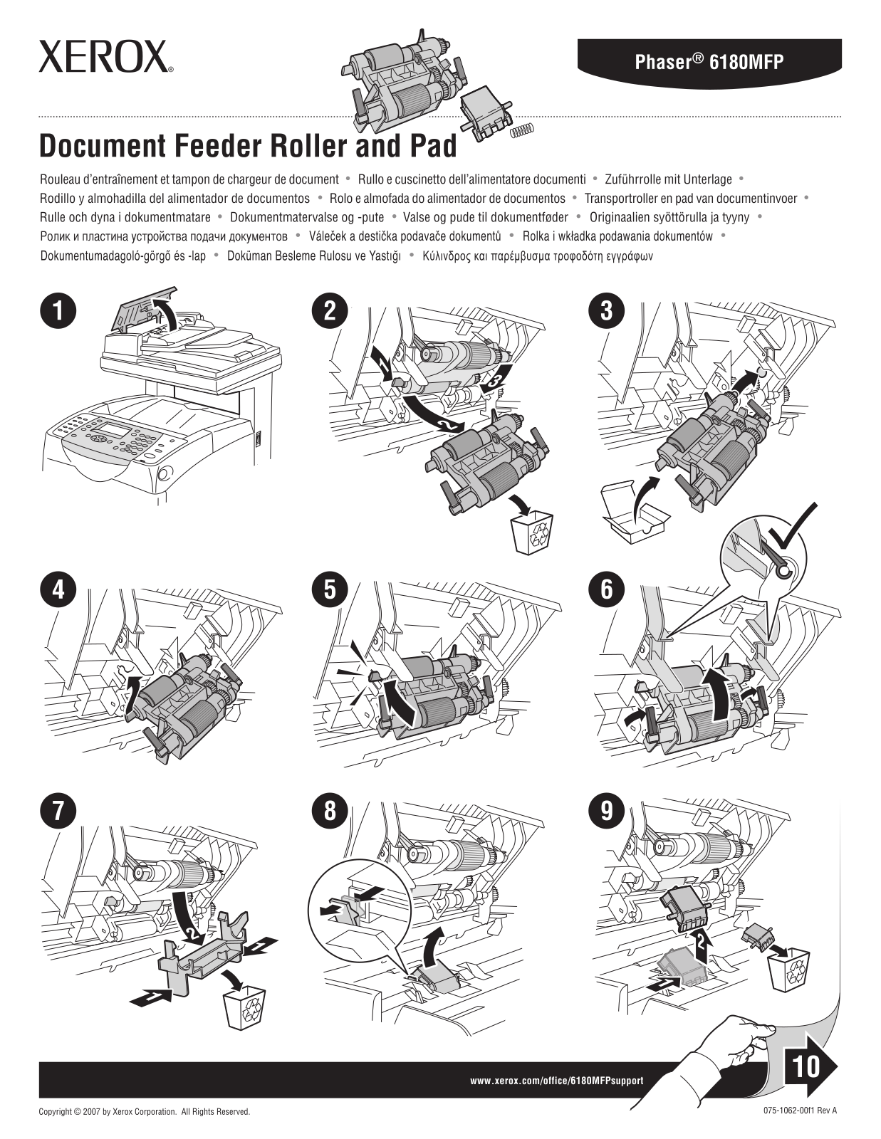 Xerox Document Feeder Roller and Pad Installation Manual