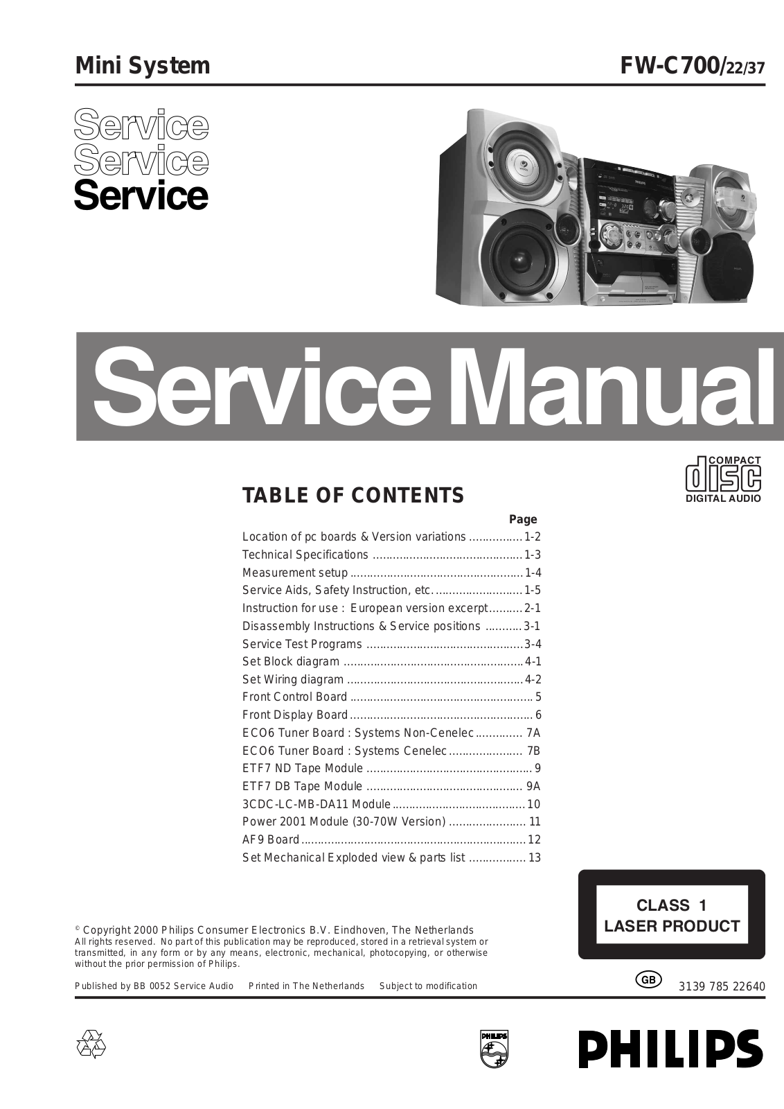 Philips FW C700 Service Manual