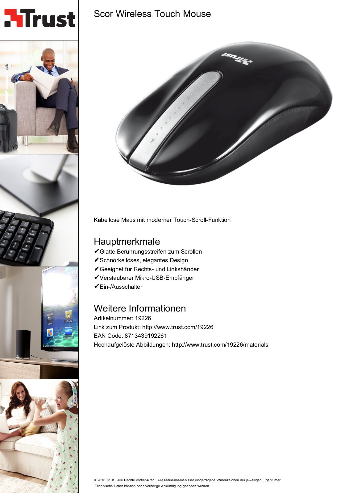 Trust Scor Wireless Touch Mouse User Manual