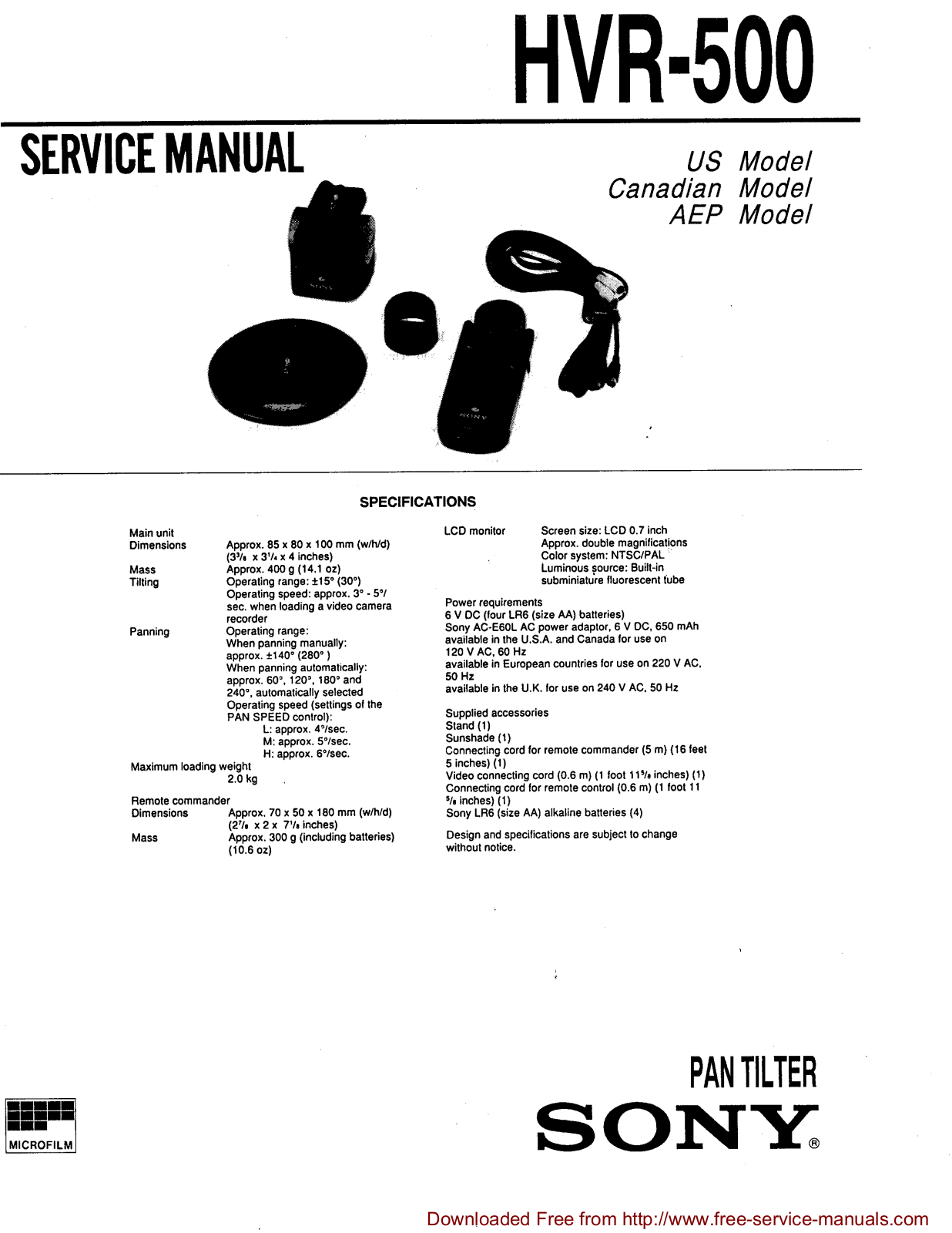 Sony HVR-500 Service manual