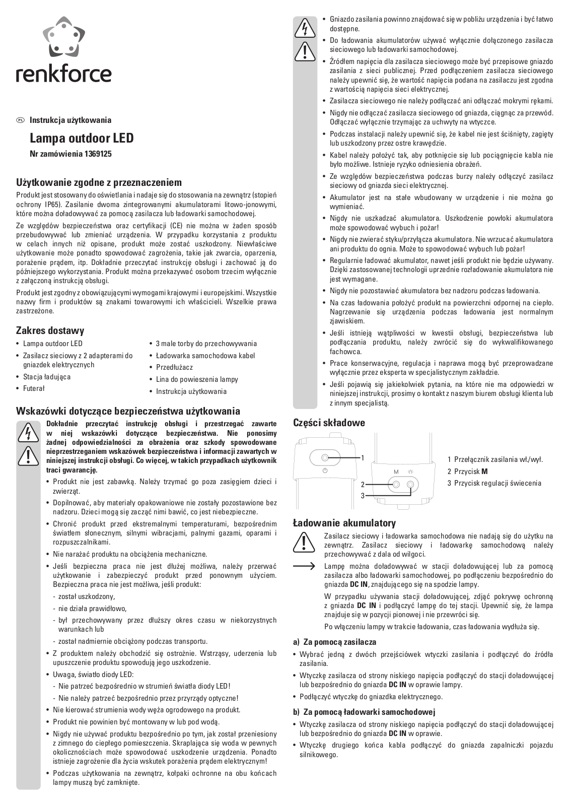 Renkforce 1369125 Operating Instructions