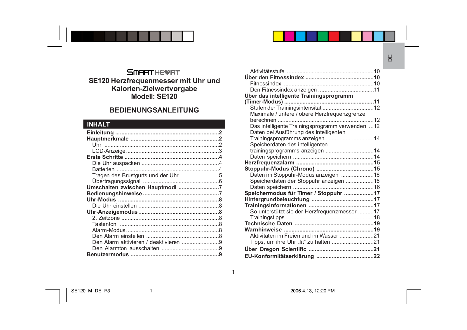 Oregon Scientific SE120 User guide