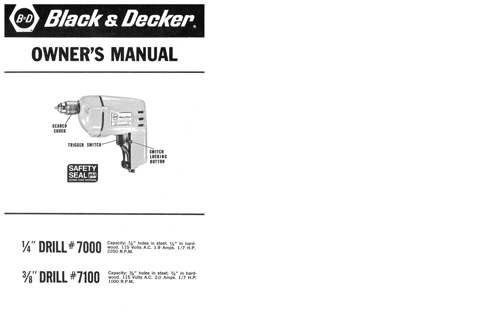 Black & Decker 7000, 7100 User Manual