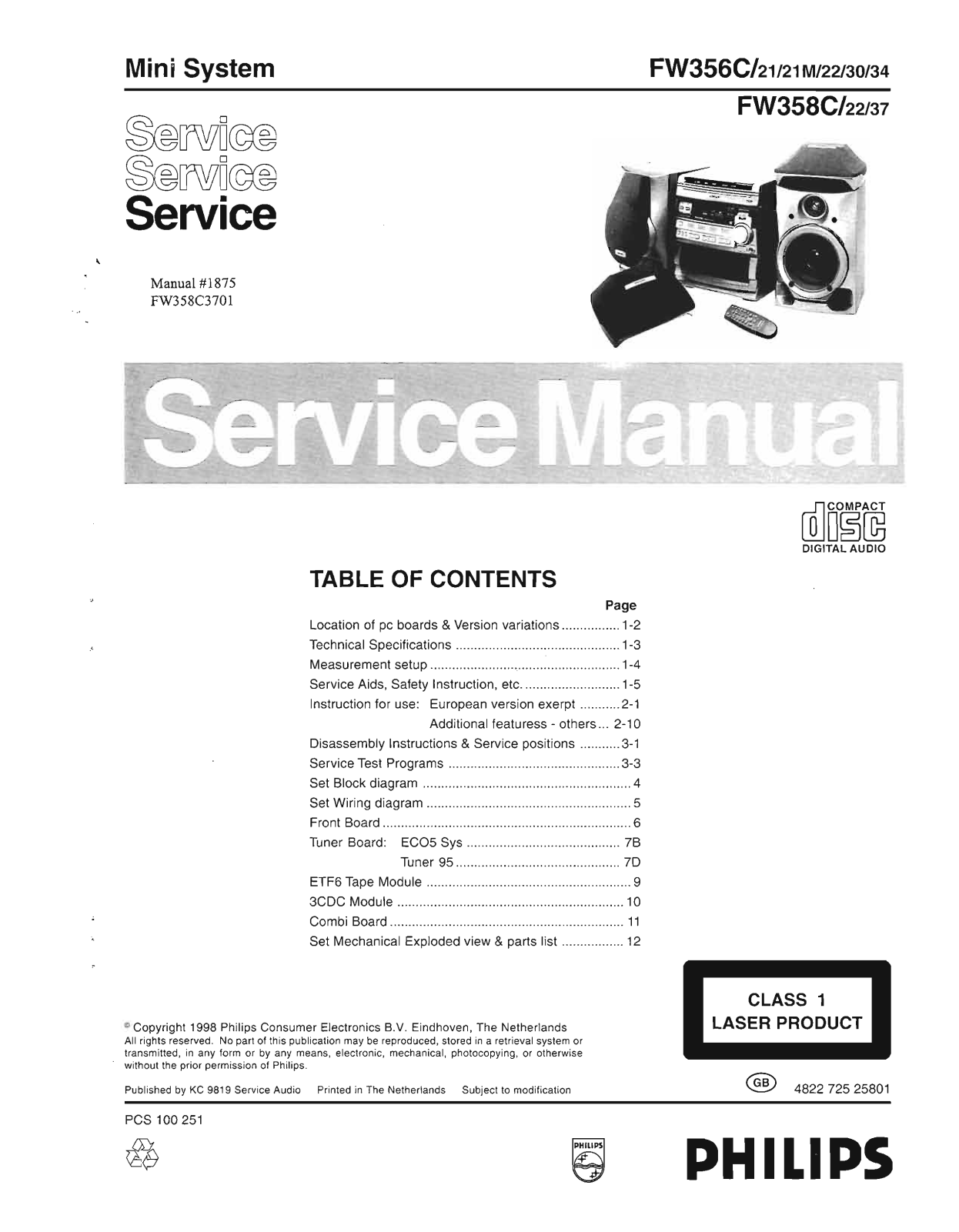 Philips FW-356-C Service Manual