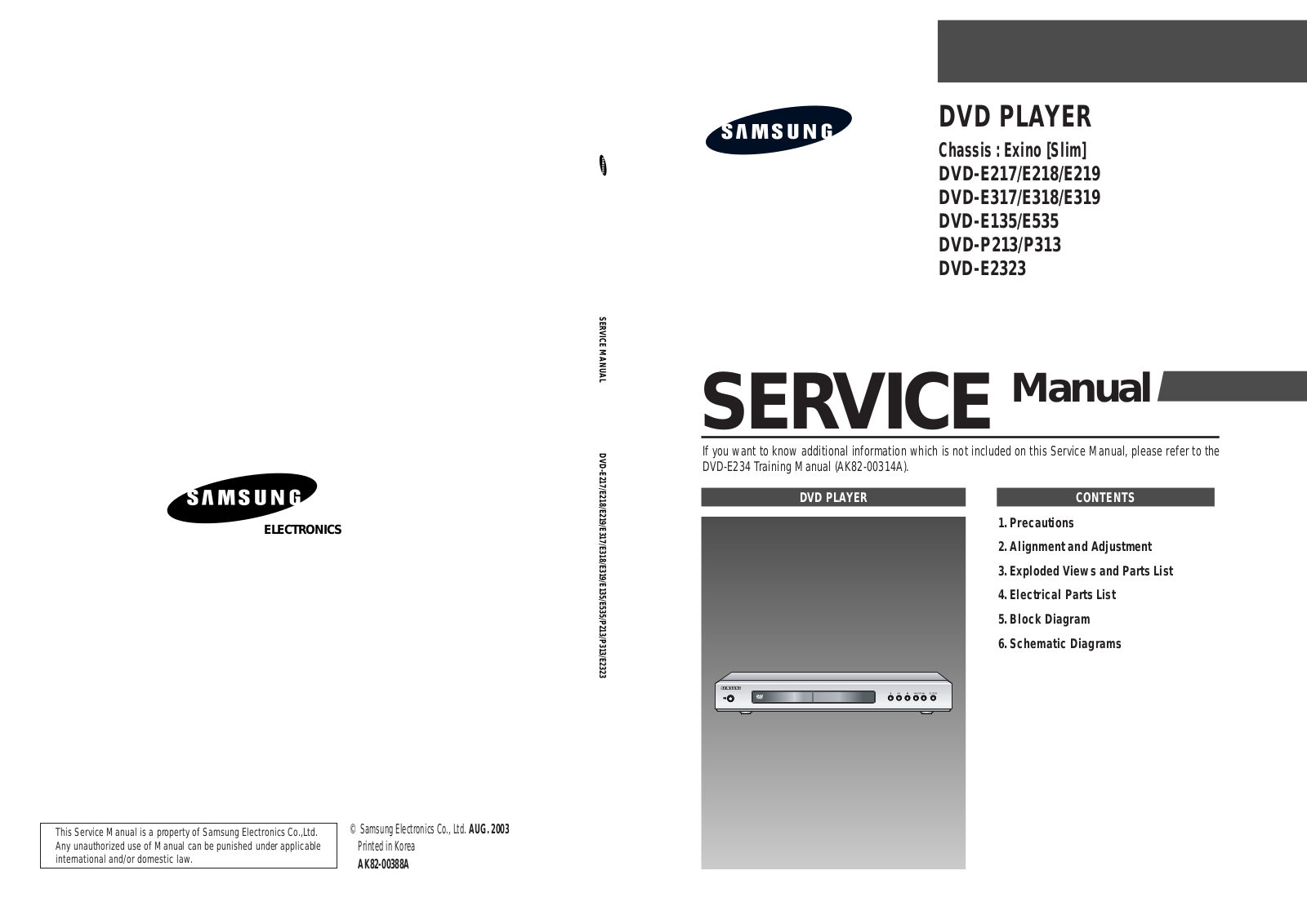 Samsung DVD-E135, DVD-E217, DVD-E218, DVD-E219, DVD-E317 Service Manual