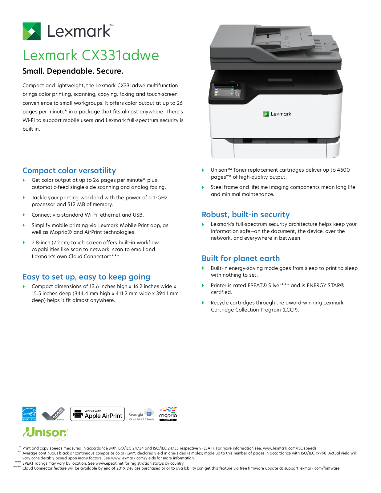 Lexmark CX331adwe Datasheet