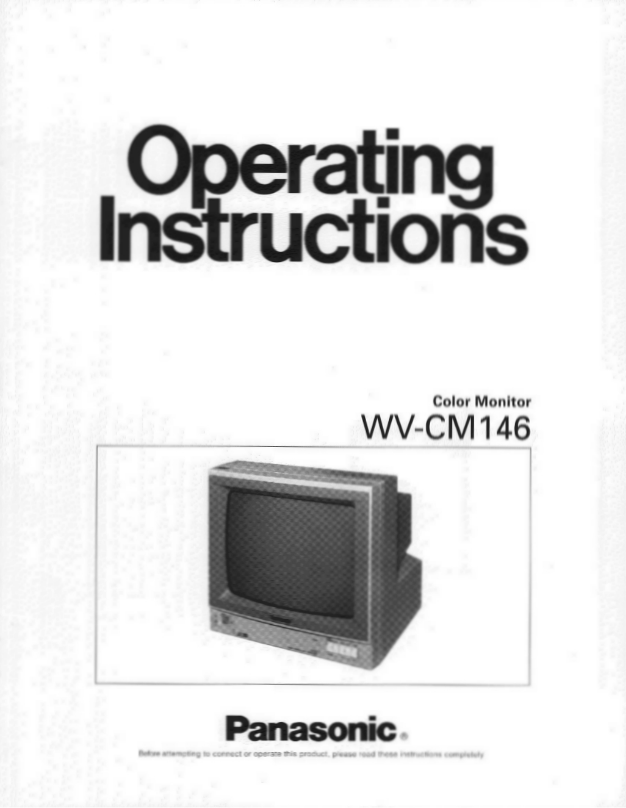 Panasonic wv-cm146 Operation Manual