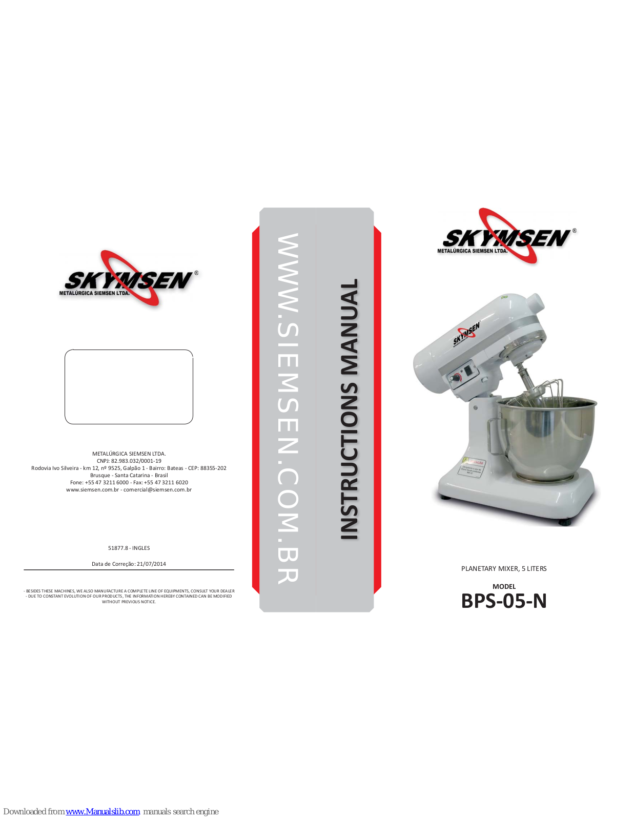 Skymsen BPS-05-N Instruction Manual