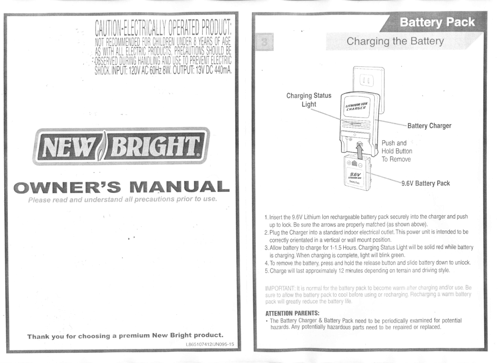 New Bright Co 21HHB, 21HB User Manual