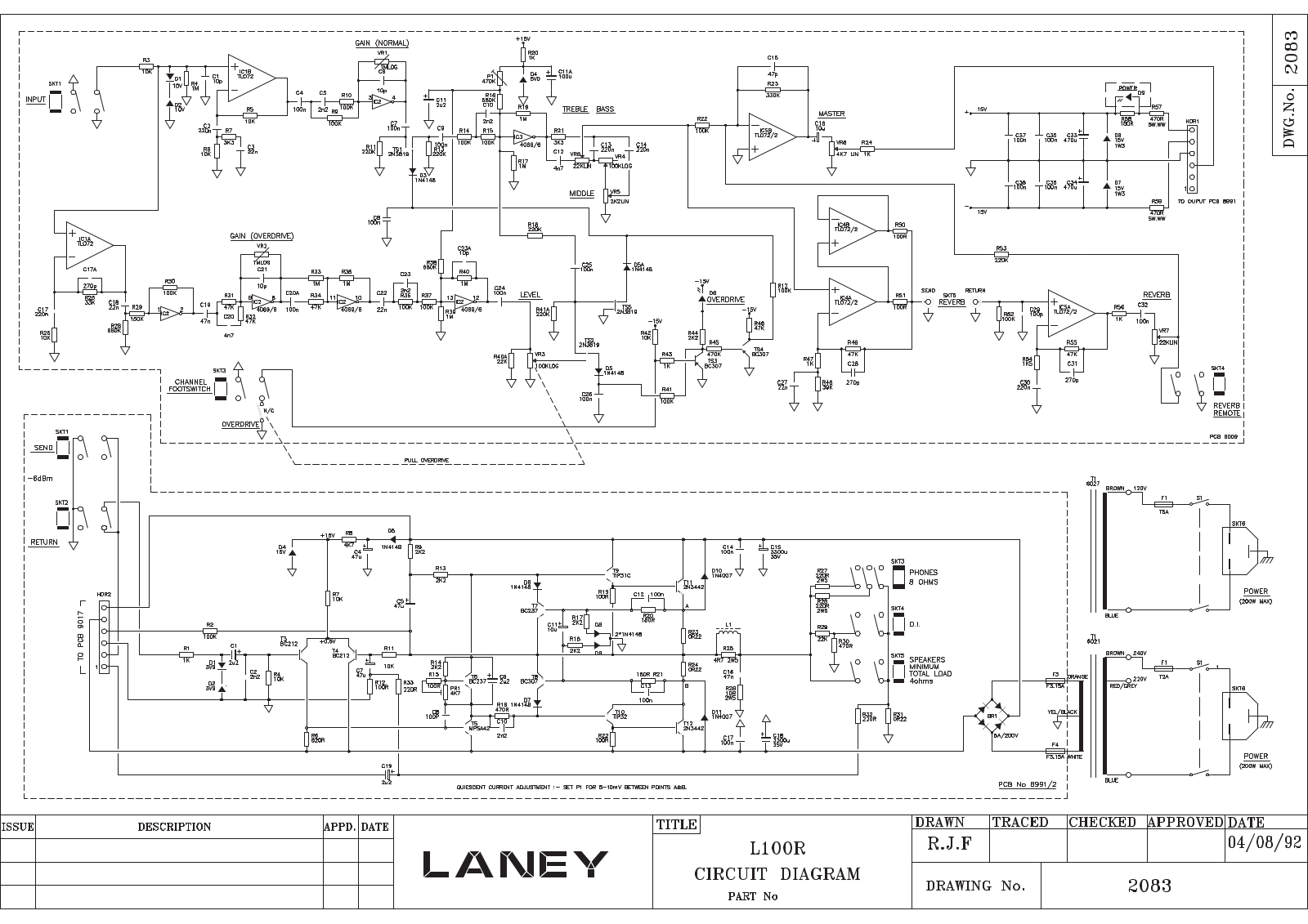 Laney L100R Schematic