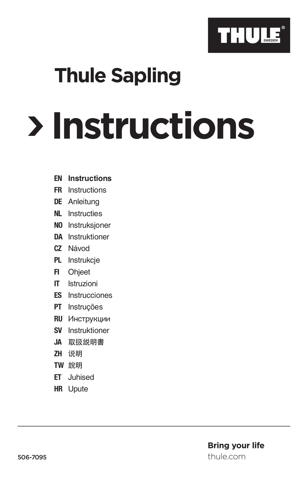 Thule Sapling User Manual