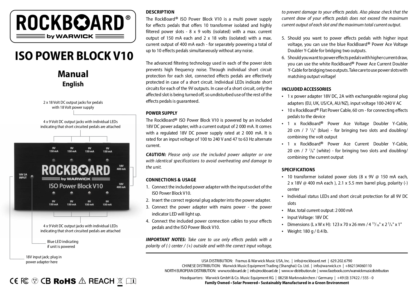 RockBoard ISO Power Block V10 User manual