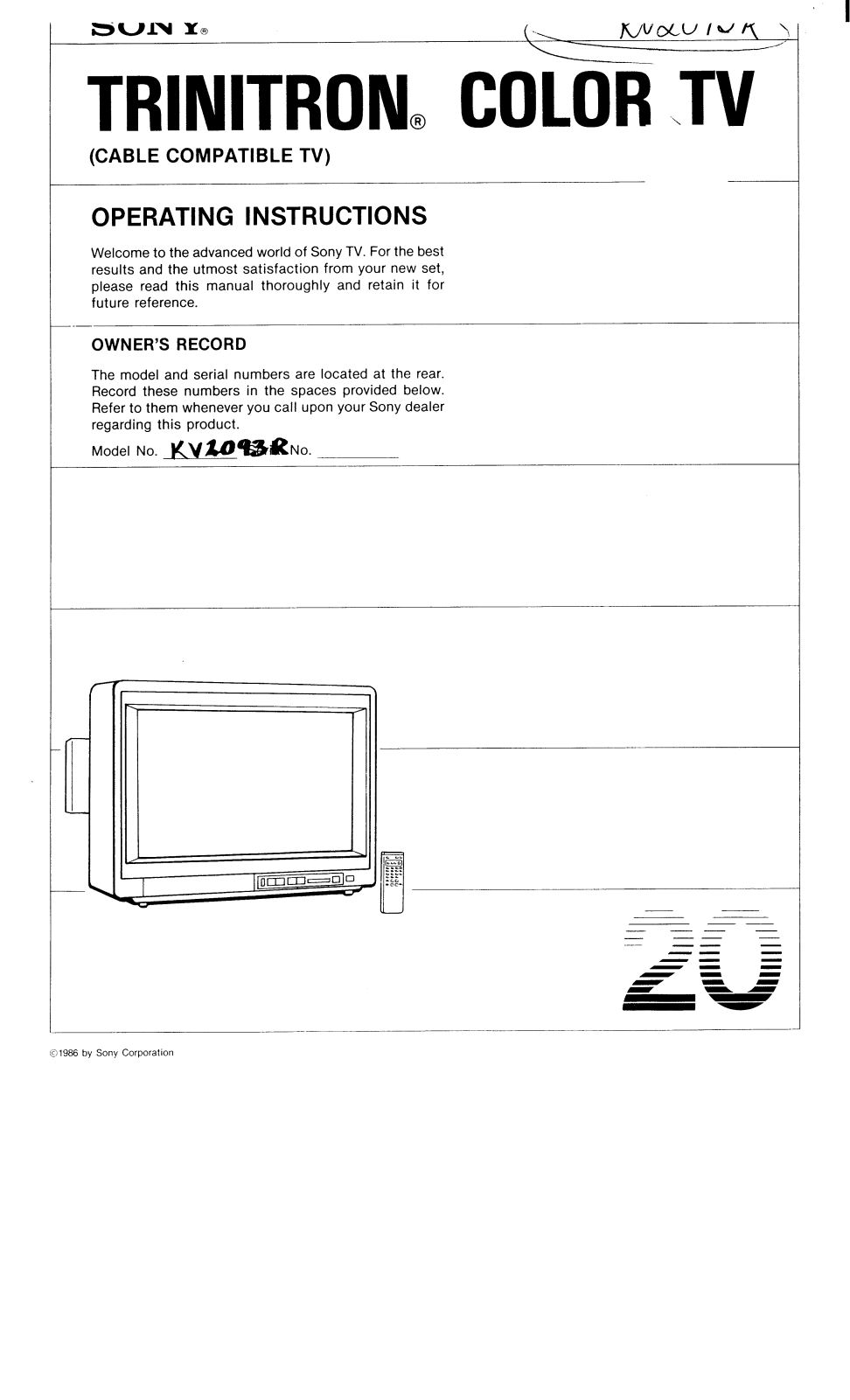 Sony KV-2093R Operating manual