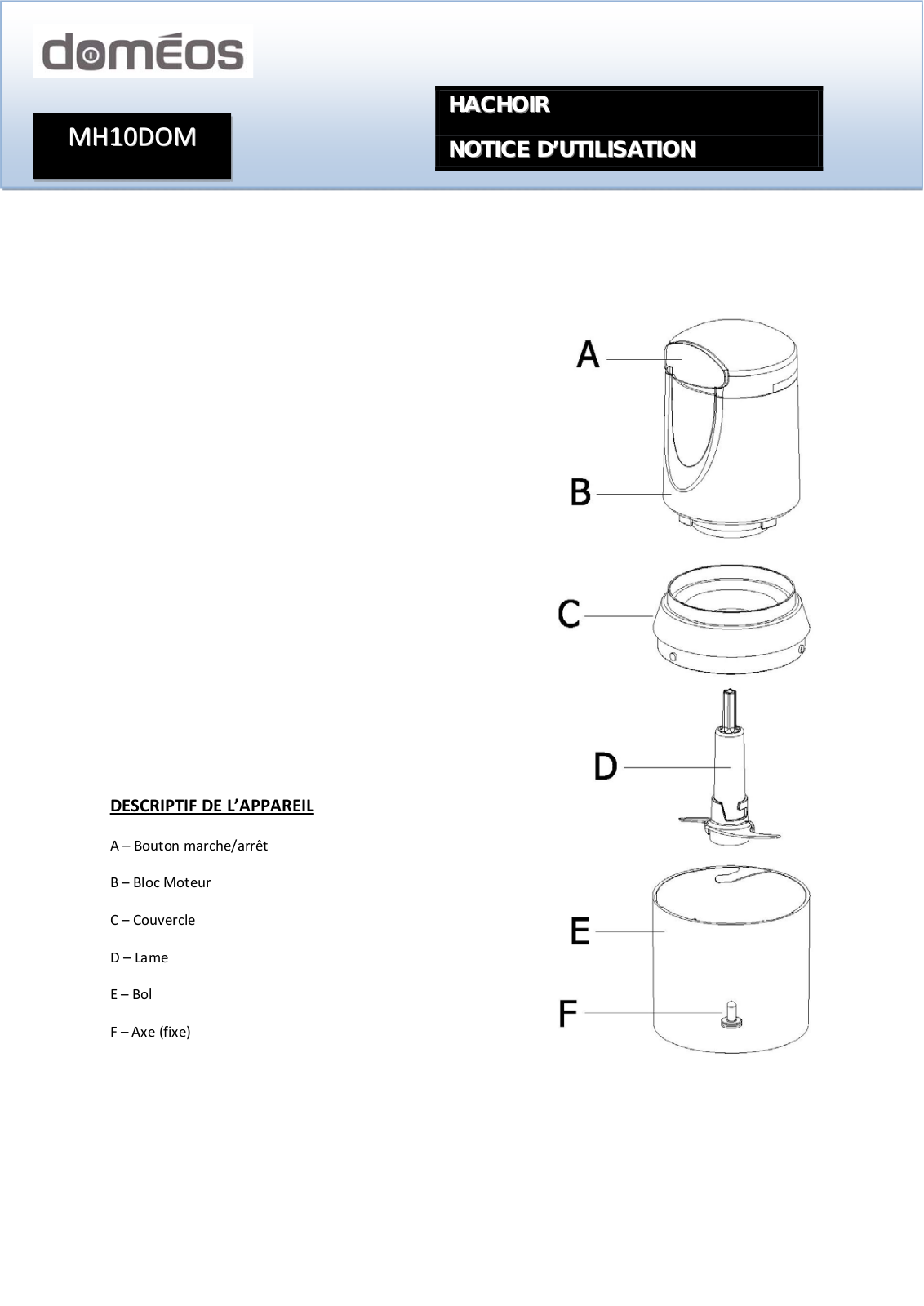 DOMEOS MH10DOM User Manual