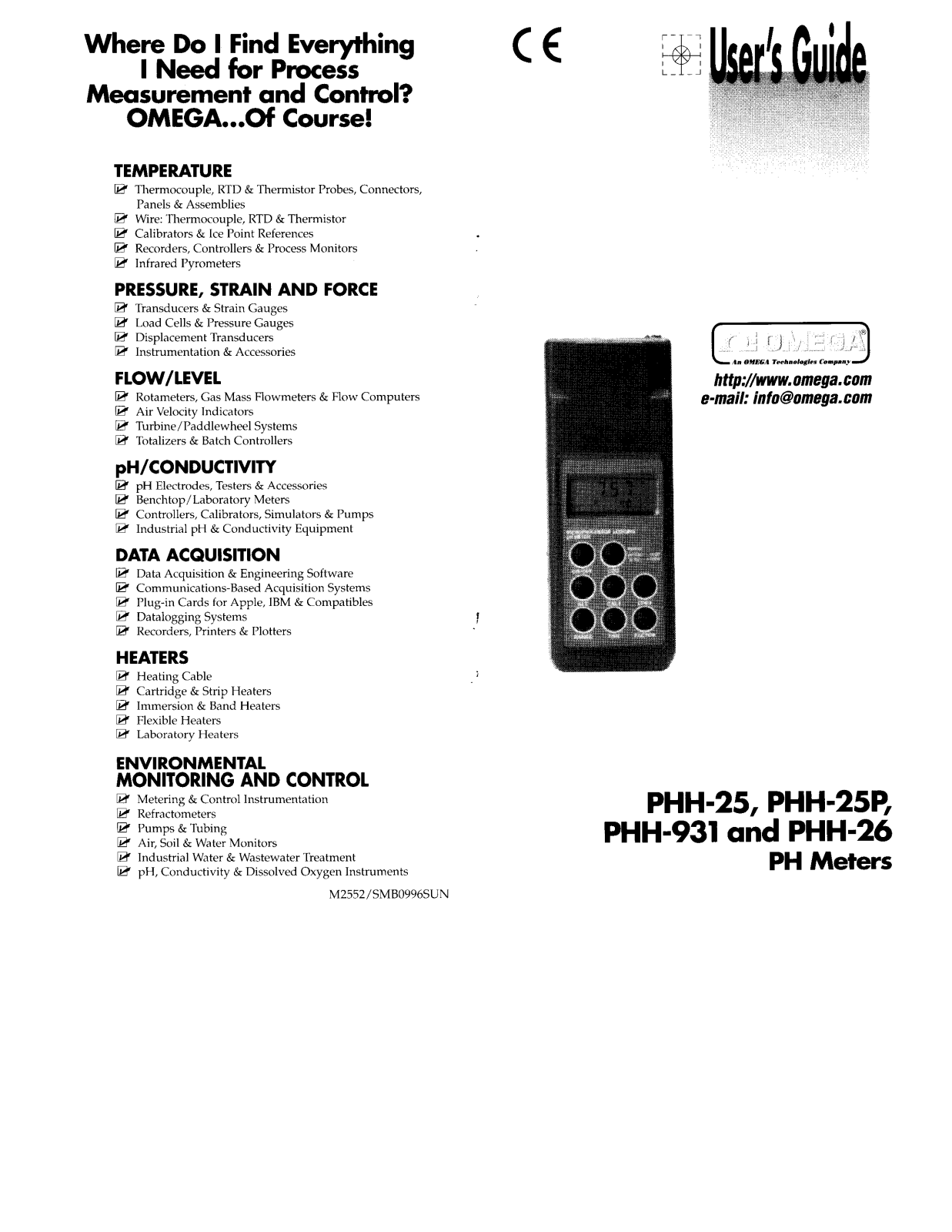 Omega Products PHH-25 Installation  Manual