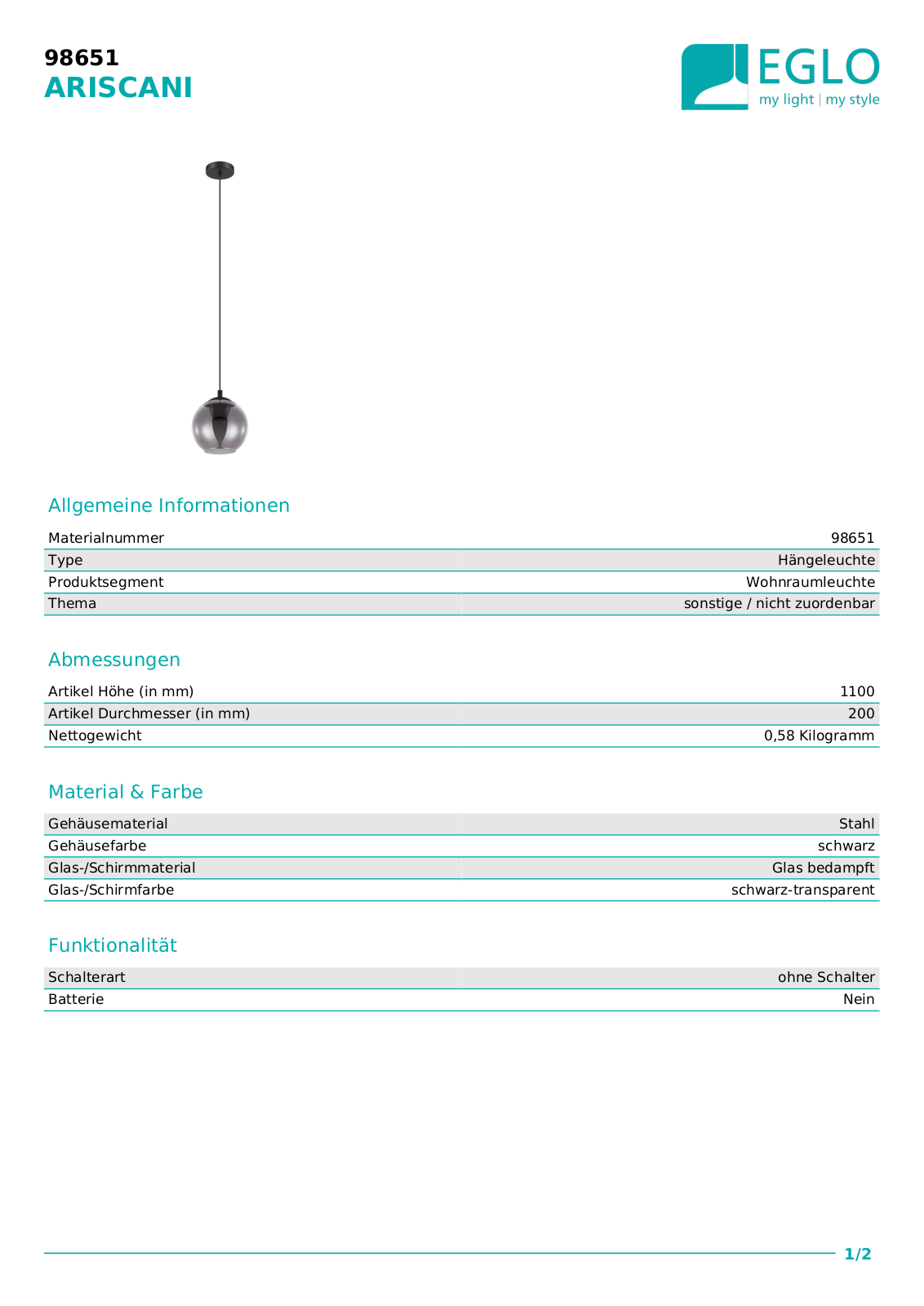 Eglo 98651 Service Manual