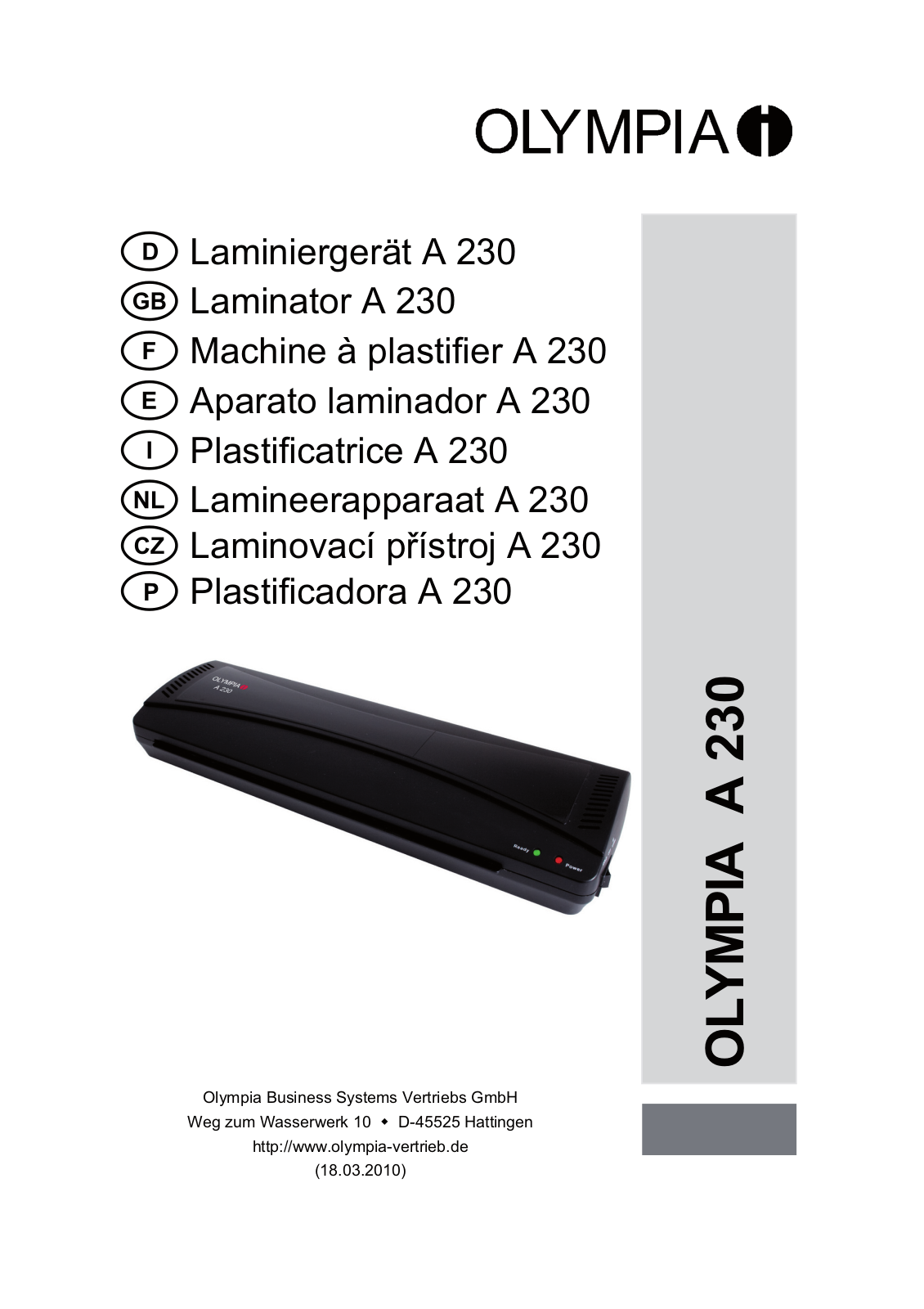 Olympia A 230 User Manual