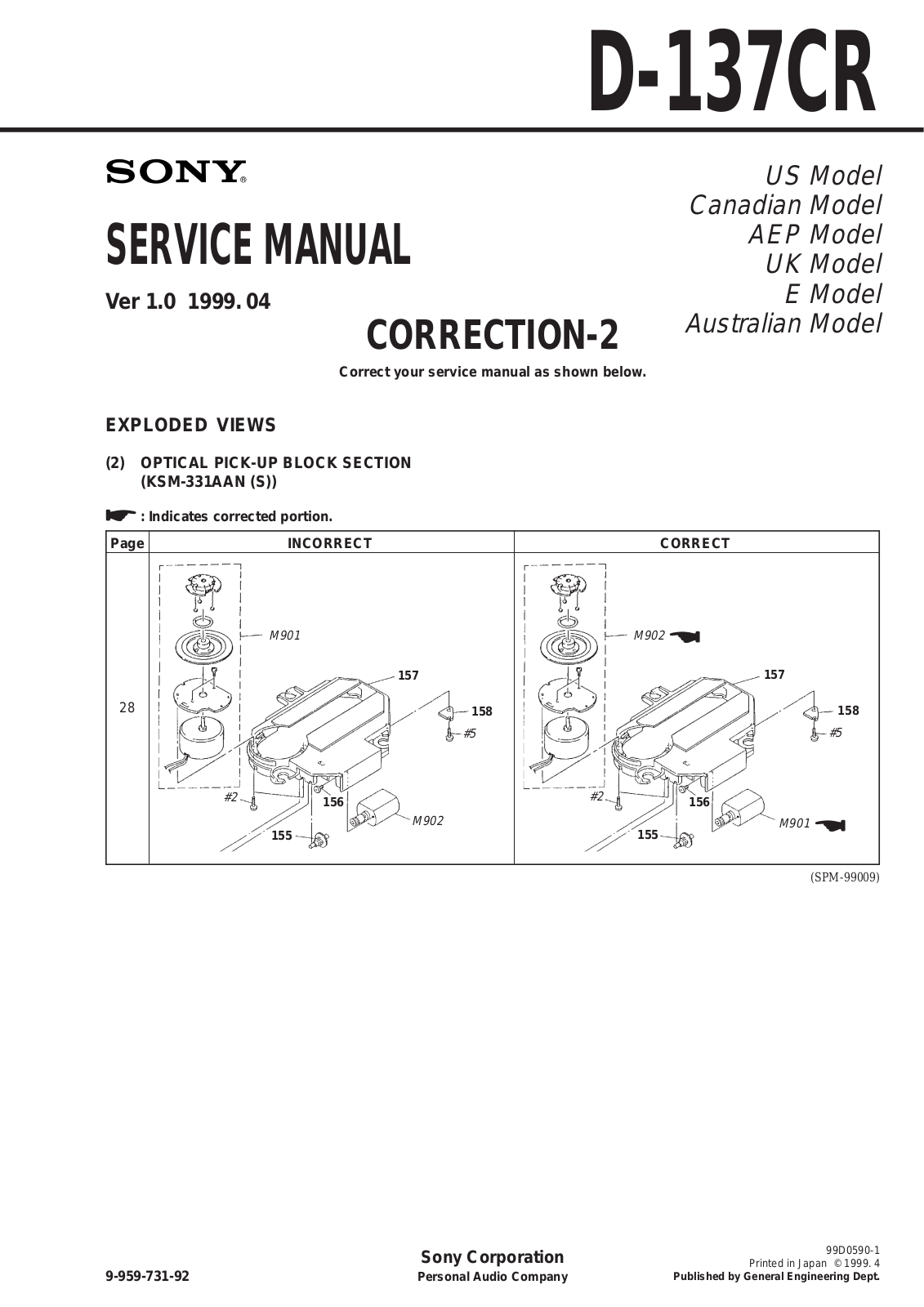 Sony D-137CR Service Manual