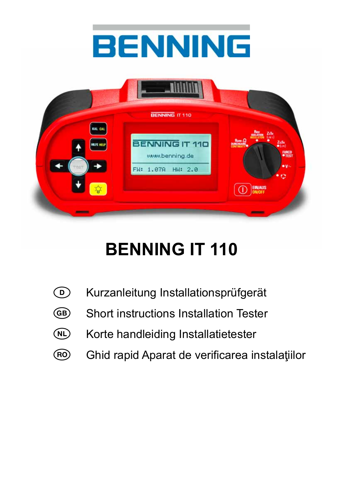 Benning IT 110 User guide