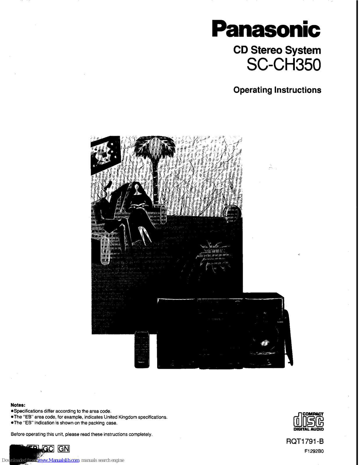 Panasonic SA-CH350, SB-CH350 Operating Instructions Manual